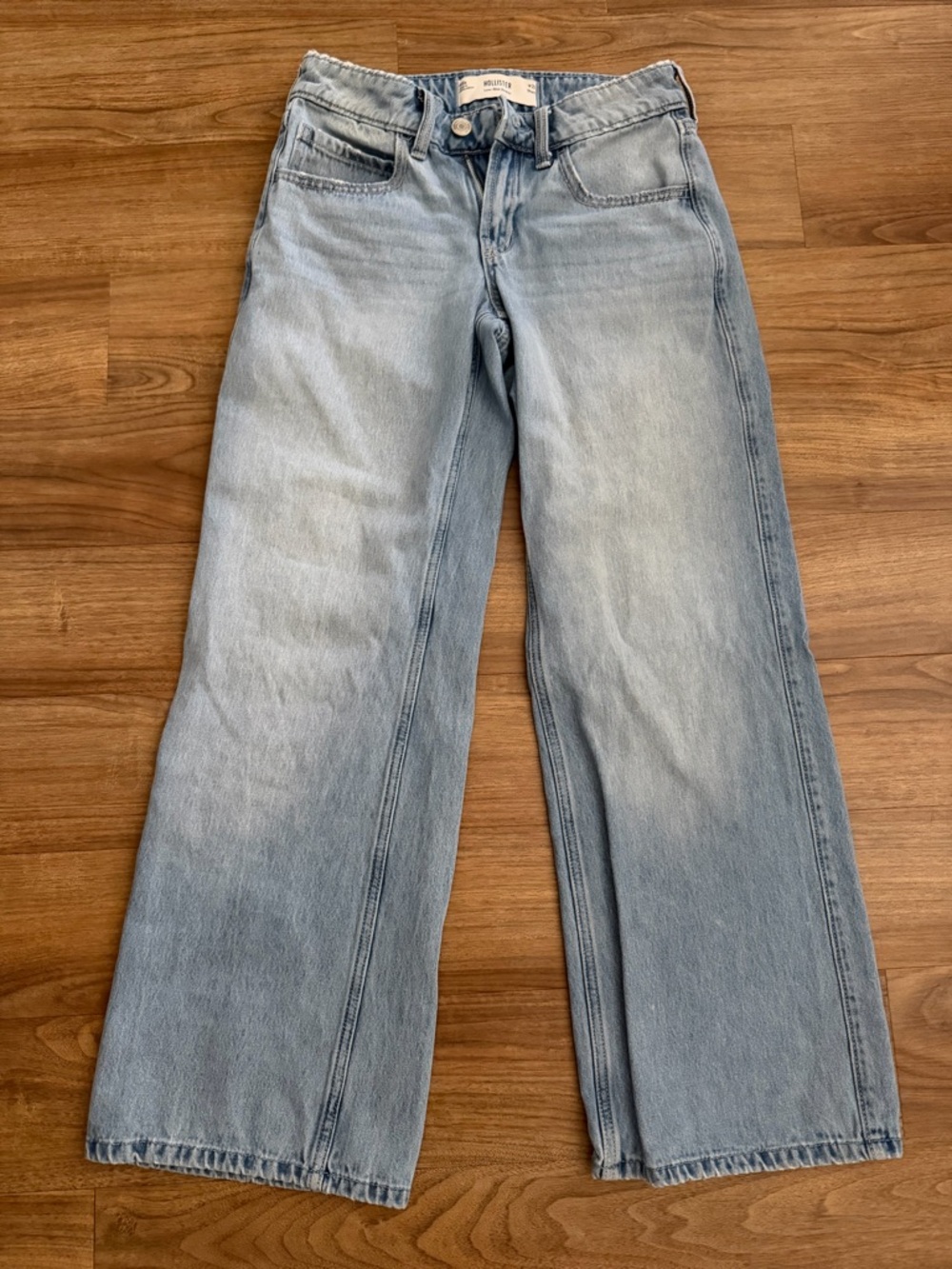 Hollister Light Blue low rise baggy short in length